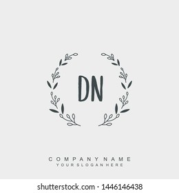 Initial letter DN beautiful handwriting logo vector template