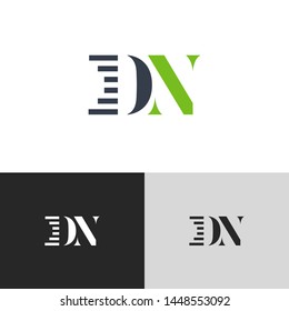 Initial Letter dn d n  uppercase modern logo design template elements. green letter Isolated on black white grey background. Suitable for business, consulting group company.