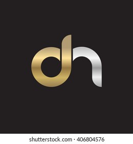 initial letter dn linked circle lowercase logo gold silver black background