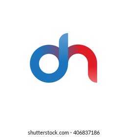 initial letter dn linked circle lowercase logo blue red