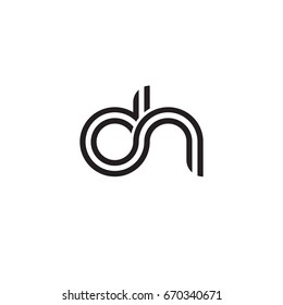 Initial letter dn, linked outline rounded lowercase, monogram black