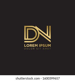Initial Letter DN linked uppercase overlap modern gold logo vector design template. Suitable for business, consulting group company.