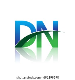initial letter DN logotype company name colored blue and green swoosh design. vector logo for business and company identity.
