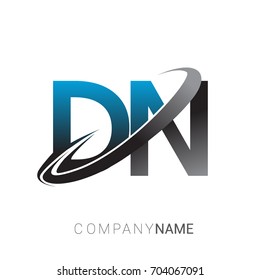 initial letter DN logotype company name colored blue and grey swoosh design. logo design for business and company identity.