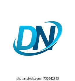 initial letter DN logotype company name colored blue swoosh design concept. vector logo for business and company identity.