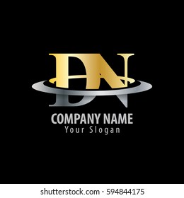 Initial Letter DN With Overlapping Swoosh Circle Logo