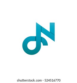 Initial Letter DN Rounded Lowercase Logo Blue