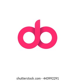 initial letter do, letter db modern linked circle round lowercase logo pink