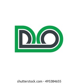 Initial Letter DO Linked Design Logo Green Black