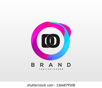 Initial letter DO logo with colorful circle background, letter combination logo design for creative industry, web, business and company. - Vector