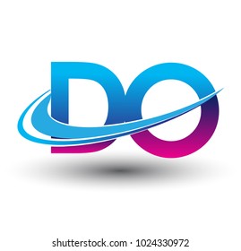 initial letter DO logotype company name colored blue and magenta swoosh design. vector logo for business and company identity.