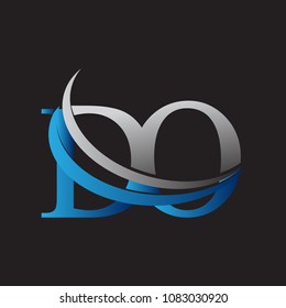 initial letter DO logotype company name colored blue and grey swoosh design. vector logo for business and company identity.
