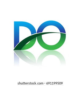 initial letter DO logotype company name colored blue and green swoosh design. vector logo for business and company identity.
