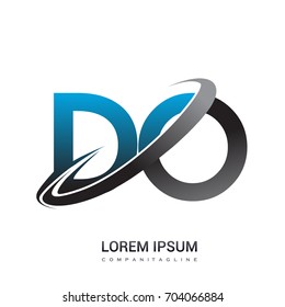 initial letter DO logotype company name colored blue and grey swoosh design. logo design for business and company identity.