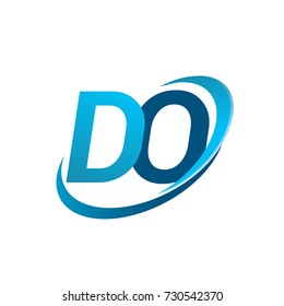 initial letter DO logotype company name colored blue swoosh design concept. vector logo for business and company identity.
