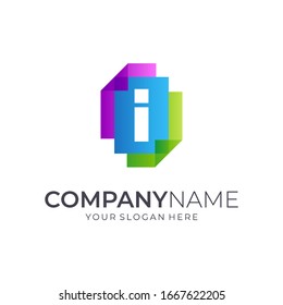 Initial Letter I Document Paper Logo, Accounting Data Business Logo Template