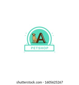 Initial Letter A and Dog vector logo design. Pet shop logo design. Pet icon vector