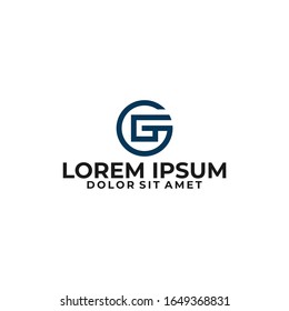 Initial letter double G logo template with geometric square and circle line art illustration in flat design monogram symbol