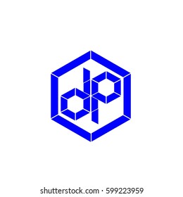 initial letter dp blue color logo vector