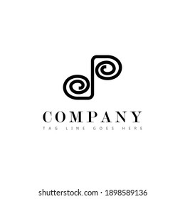 Initial letter DP, D P Logo, Circular on Alphabet, Design Vector Icon Illustrator