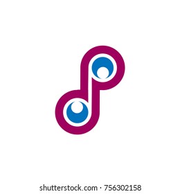 initial letter dp eyes linked logo design
