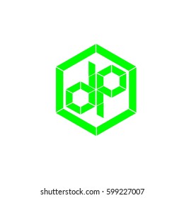 initial letter dp green color logo vector