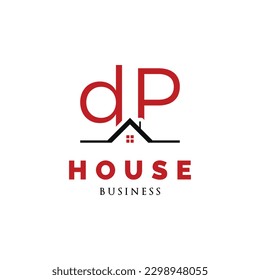 Initial Letter DP House Icon Logo Design Template
