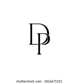Initial Letter DP Intersected monogram logo in black color and white background.