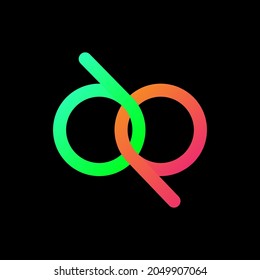 Initial letter dp linked circle lowercase logo colorful background
