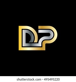 Initial Letter DP Linked Design Logo Gold Silver