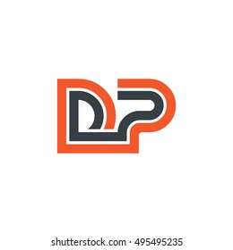 Initial Letter DP Linked Design Logo Orange Black