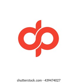 initial letter dp linked round lowercase logo red