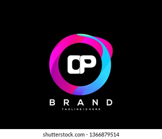 Initial letter DP logo with colorful circle background, letter combination logo design for creative industry, web, business and company. - Vector