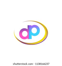 initial letter DP logotype company name, coloreful and swoosh design. vector logo for business and company identity.