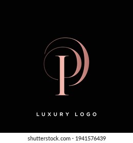 initial letter DP logotype company name colored gold and black swoosh design. vector logo for business and company identity.