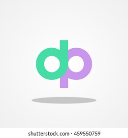 Initial letter DP lowercase logo design template blue green purple