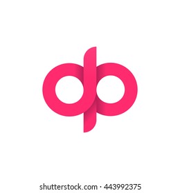 initial letter dp modern linked circle round lowercase logo pink