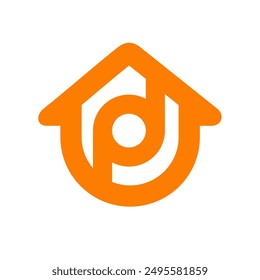 Initial letter dp or pd house logo design, alphabet pd dp home real estate logo icon vector illustration