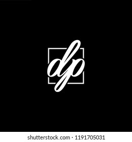 Initial letter DP PD minimalist art monogram shape logo, white color on black background