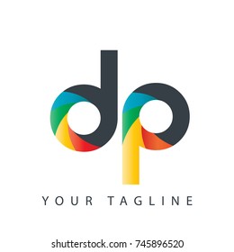 Initial Letter DP Rounded Design Logo