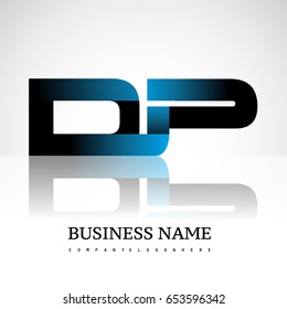 Initial letter DP uppercase modern and simple logo linked blue and black colored, isolated in white background. Vector design for company identity.