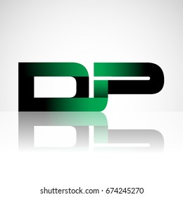 Initial letter DP uppercase modern and simple logo linked green and black colored, isolated in white background. Vector design for company identity.
