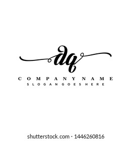 Initial letter DQ beautiful handwriting logo vector template