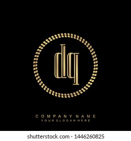 Initial letter DQ beautiful handwriting logo vector template