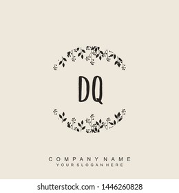 Initial letter DQ beautiful handwriting logo vector template