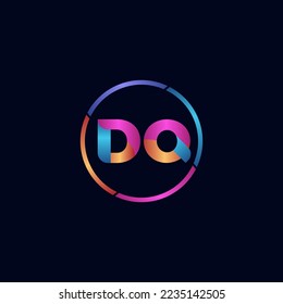 Letra inicial Curva DQ con el logotipo redondeado, colores brillantes en gradiente