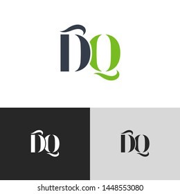 Initial Letter dq d q  uppercase modern logo design template elements. green letter Isolated on black white grey background. Suitable for business, consulting group company.