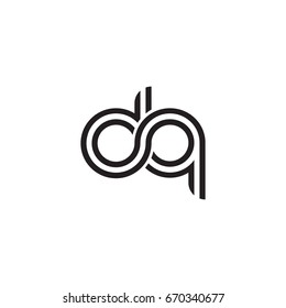 Initial letter dq, linked outline rounded lowercase, monogram black