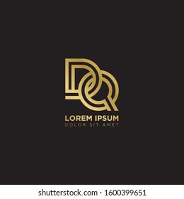 Initial Letter DQ linked uppercase overlap modern gold logo vector design template. Suitable for business, consulting group company.