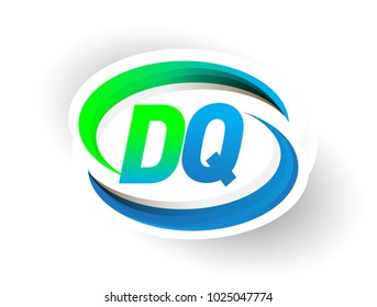 initial letter DQ logotype company name colored blue and green swoosh design, modern logo concept. vector logo for business and company identity.

